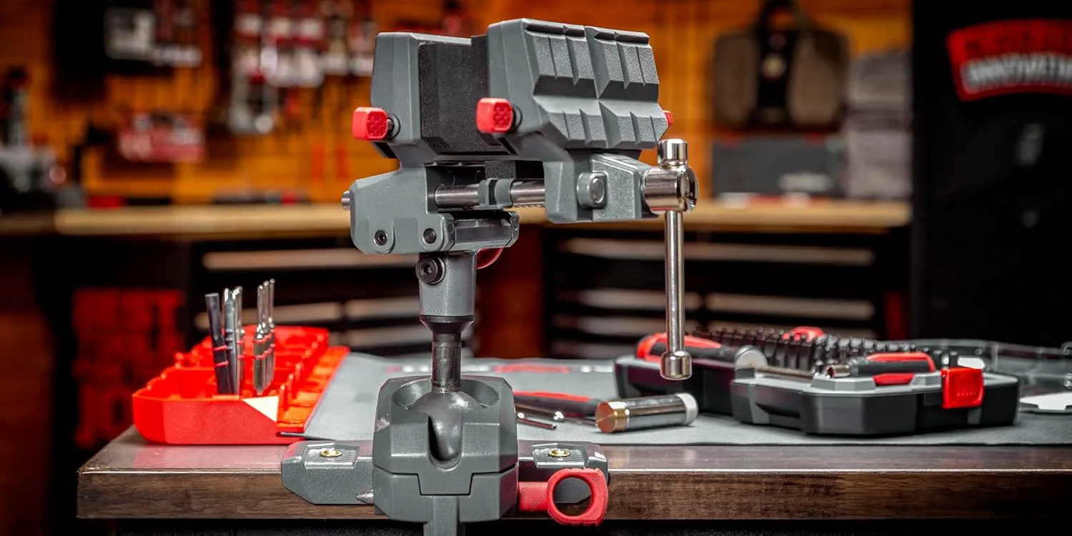 Real Avid Vise - 360° Swiveling Bench Vise for Optimal Positioning, Versatile Applications, 5" Jaw Width Vise for Cleaning