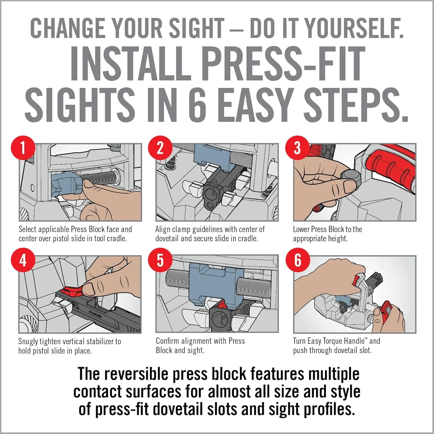 Real Avid Master Handgun Sight Pusher, grey/red