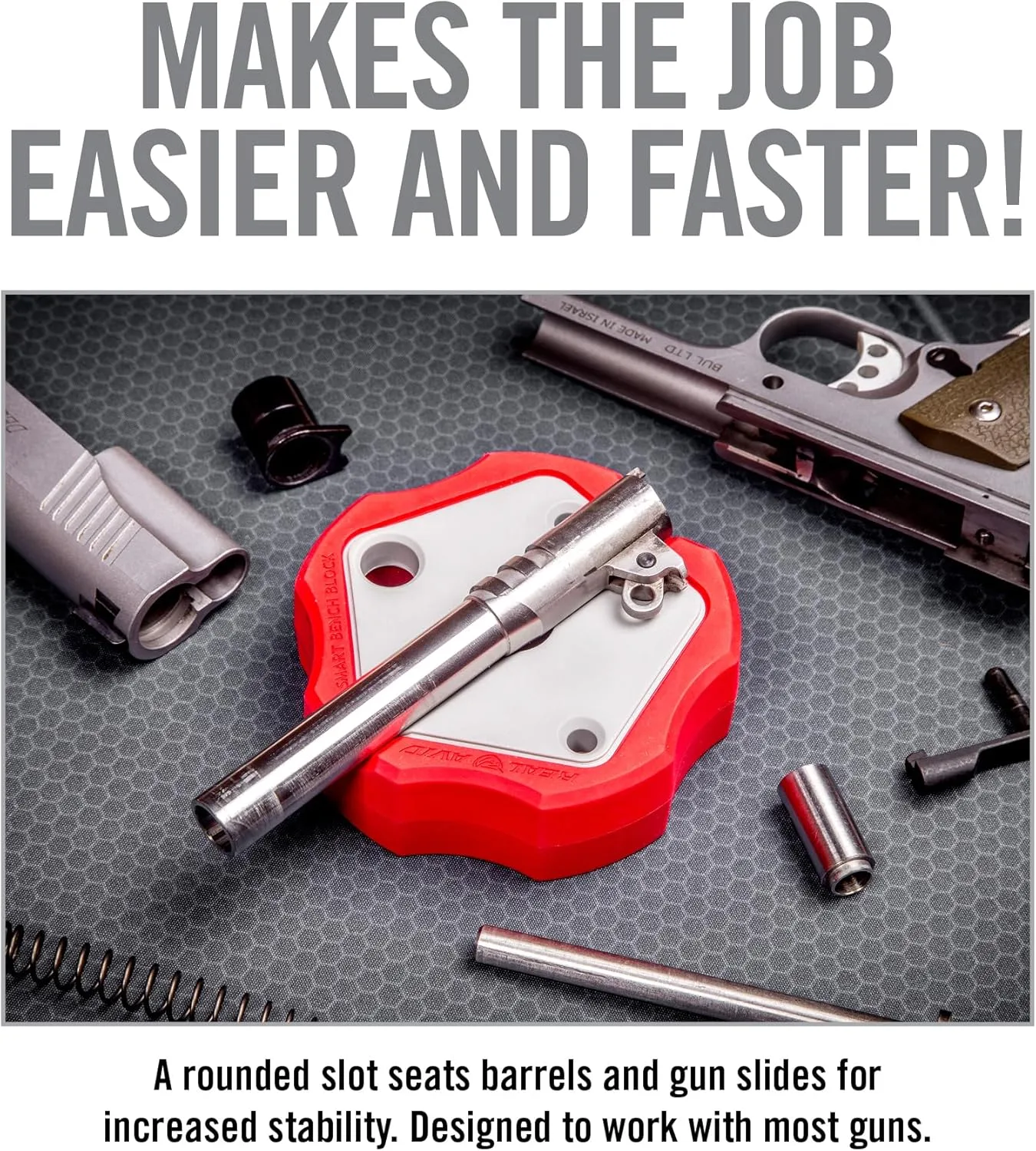 Real Avid Smart Bench Block - Universal Armorers Block Made with Non-Marring Materials, Non-Slip Bench Block For Glock