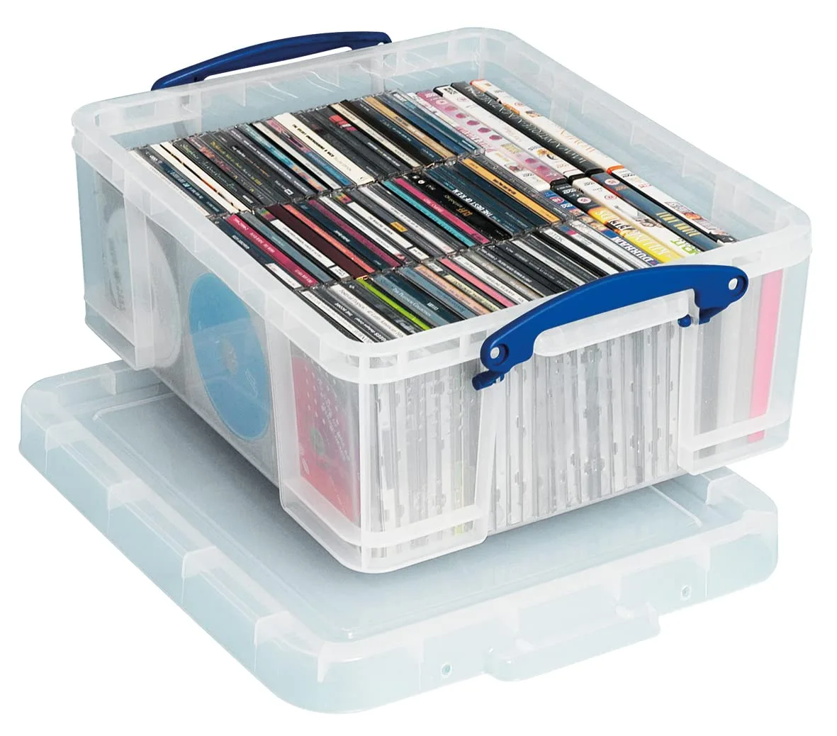 Really Useful Box Plastic Storage Container With Built-In Handles And Snap Lid, 17 Liters, 18 7/8in x 15 3/8in x 8in, Clear