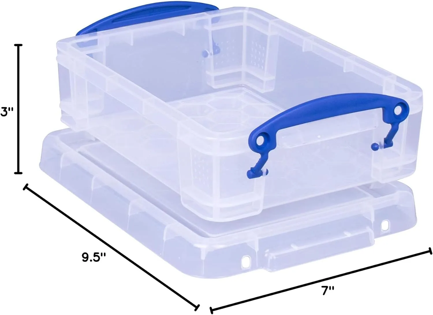 Really Useful Box Plastic Storage Container With Built-In Handles And Snap Lid, 1.75 Liters, 9 1/2in x 7in x 3in, Clear
