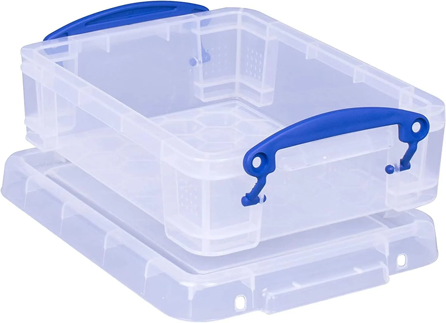 Really Useful Box Plastic Storage Container With Built-In Handles And Snap Lid, 1.75 Liters, 9 1/2in x 7in x 3in, Clear