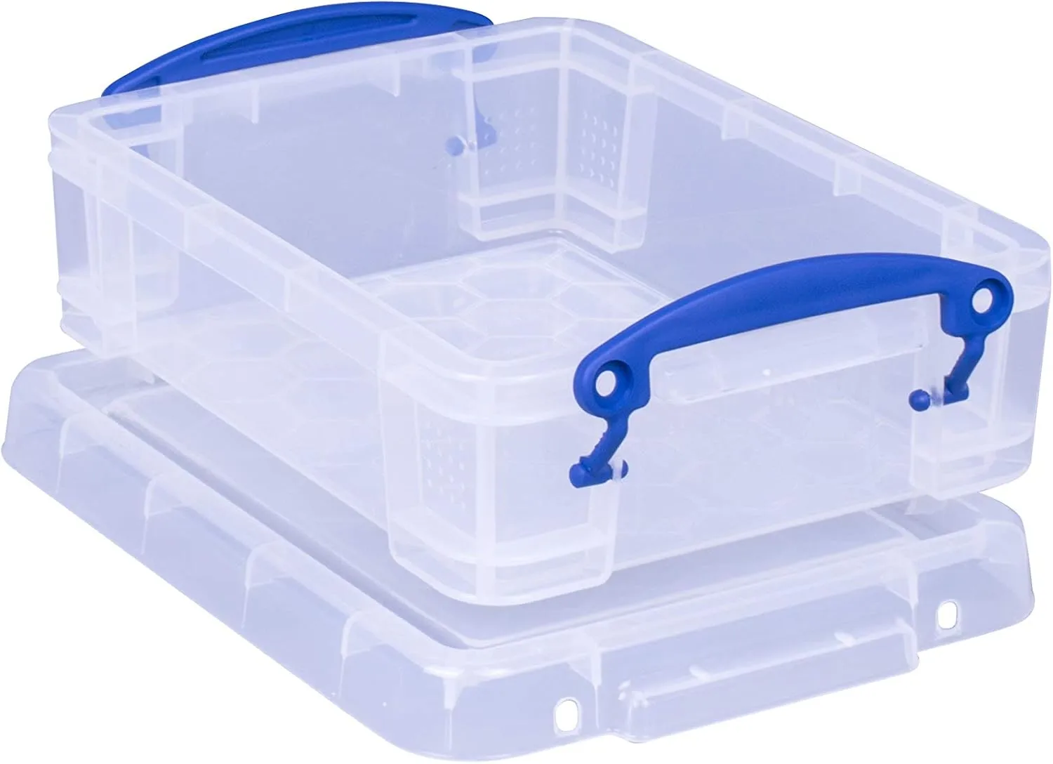 Really Useful Box Plastic Storage Container With Built-In Handles And Snap Lid, 1.75 Liters, 9 1/2in x 7in x 3in, Clear
