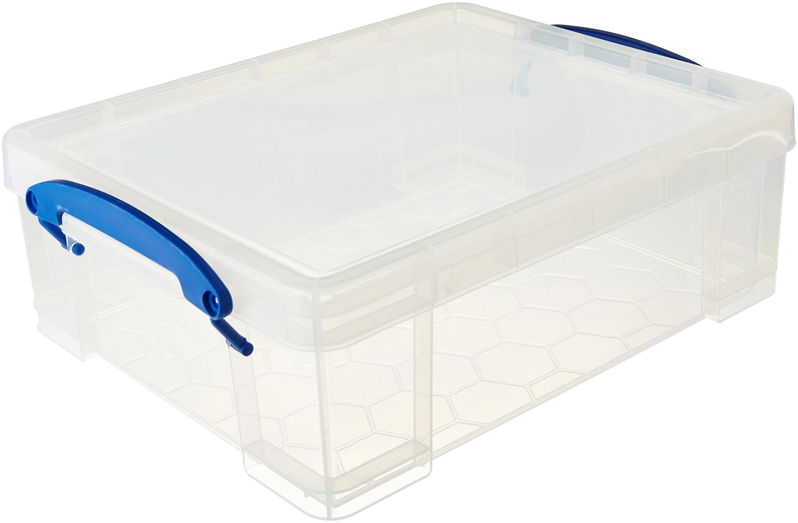 Really Useful Box 8.1 Liter Plastic Stackable Storage Container with Snap Lid & Built-In Clip Lock Handles for Home or Office Organization, Clear Single