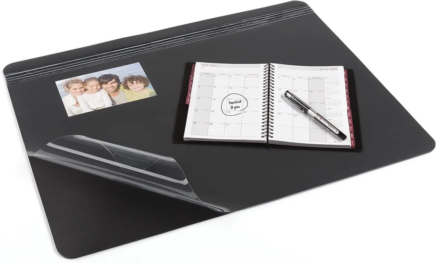 Realspace Overlay Desk Pad With Antimicrobial Treatment, 19in x 24in, Black/Clear