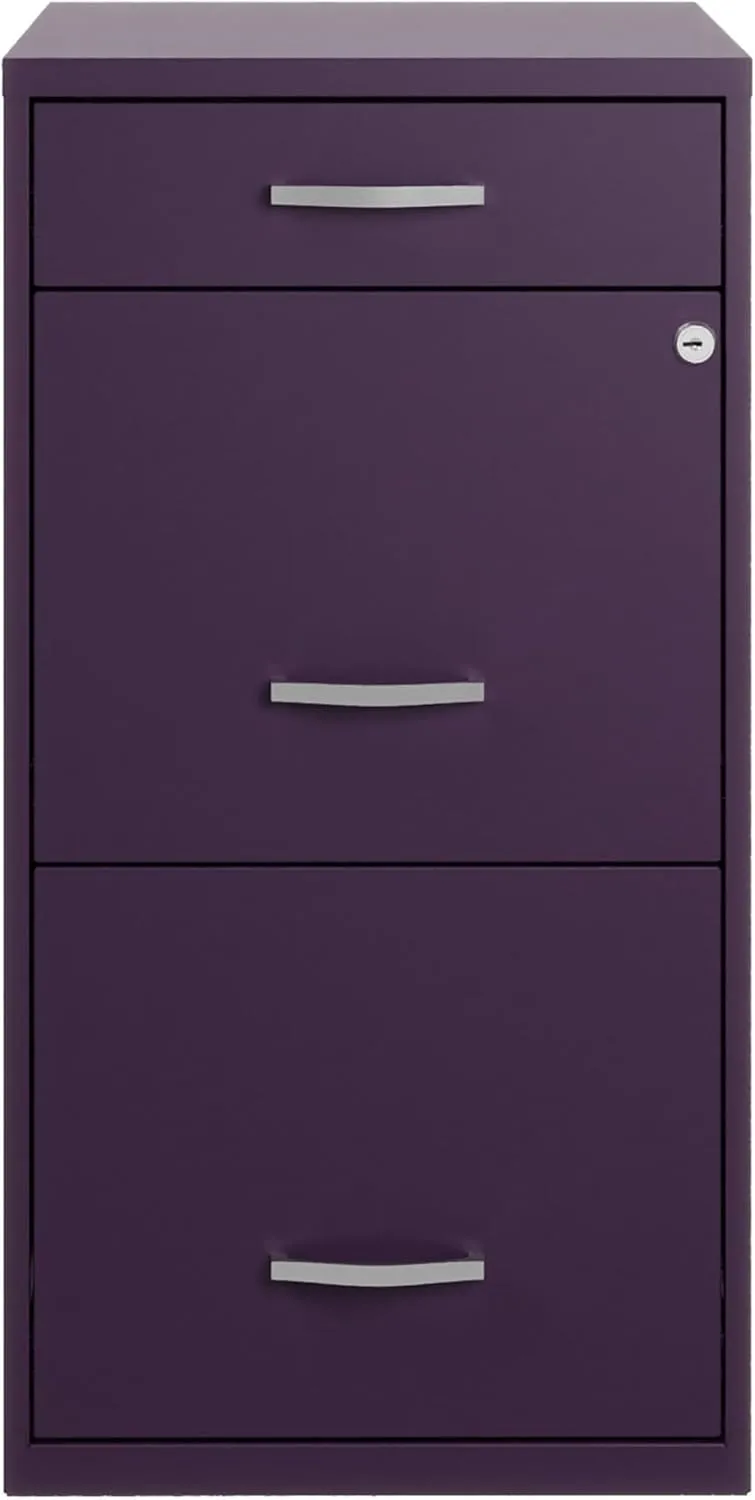 Realspace SOHO Organizer 18inD Vertical 3-Drawer File Cabinet, Purple