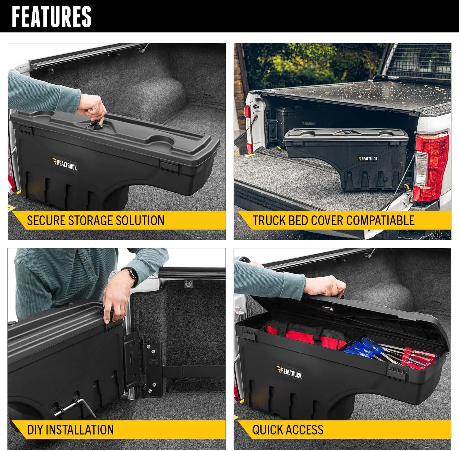 REALTRUCK UnderCover SwingCase Truck Bed Storage Box SC502 - Fits 2016-2025 Nissan Titan