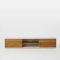 Modern Floating Media Console - White & Reclaimed Wood TV Stand Modern Floating Media Console - White & Reclaimed Wood TV Stand