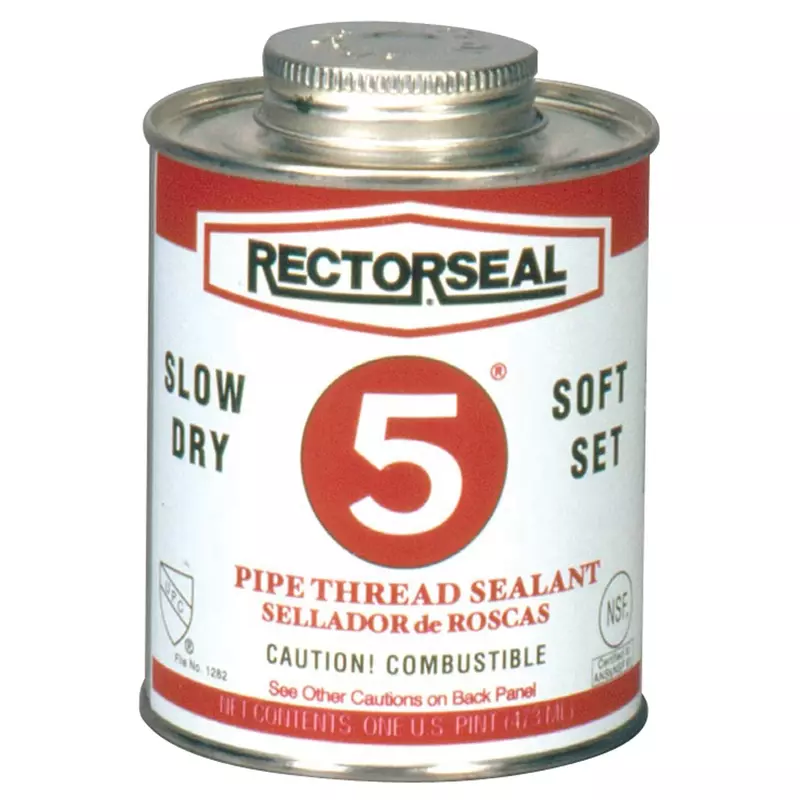 Rectorseal 25300 No. 5 Pipe Thread Sealant, 1 Quart Brush Top Can, Yellow