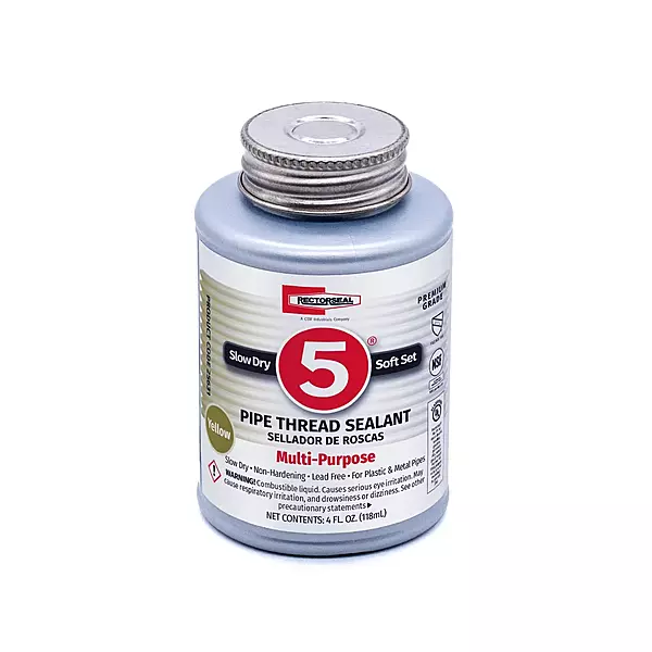 RectorSeal No. 5 25631 Pipe Thread Sealant, Lubricates & Protects Threads, Soft Setting, Slow Drying, & Permits Easy Breakout, Lead Free & Contains No Other Metals, 4 oz