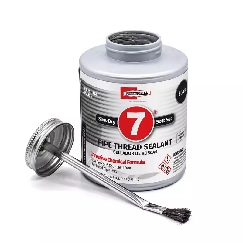 Rectorseal 17432 No. 7 Pipe Thread Sealant, 1 Pint Brush Top Can, Black