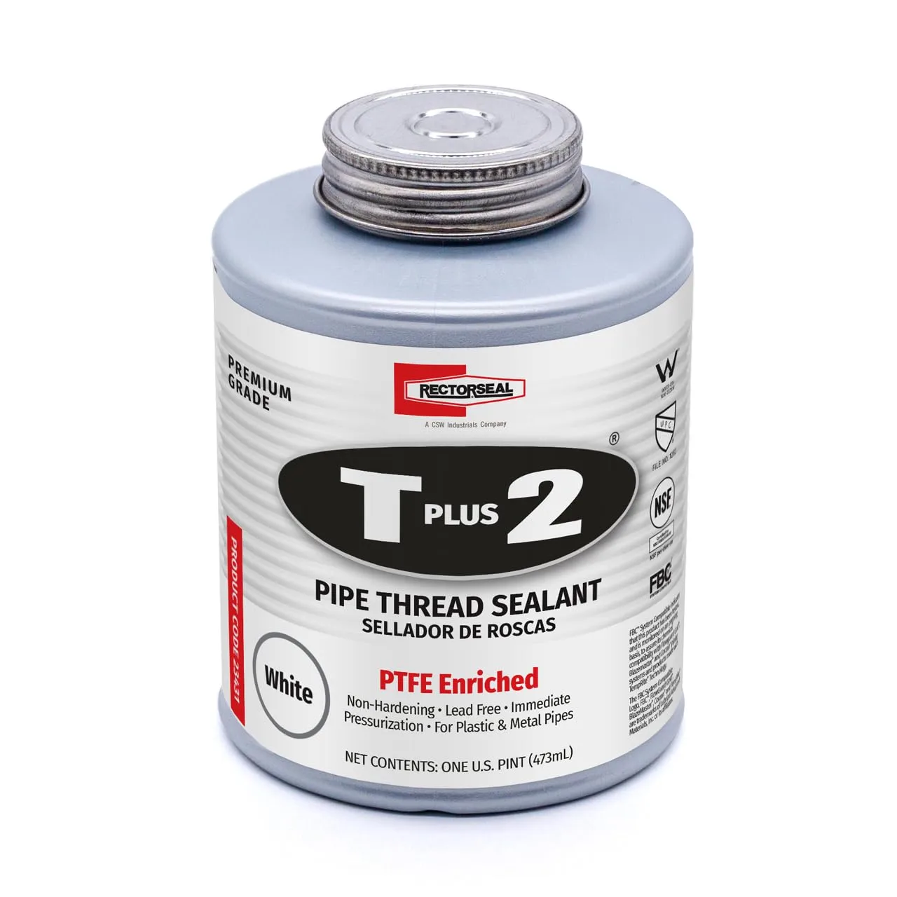 Rectorseal 23431 Pint Brush Top T Plus 2 Pipe Thread Sealant 16 oz. Sealant