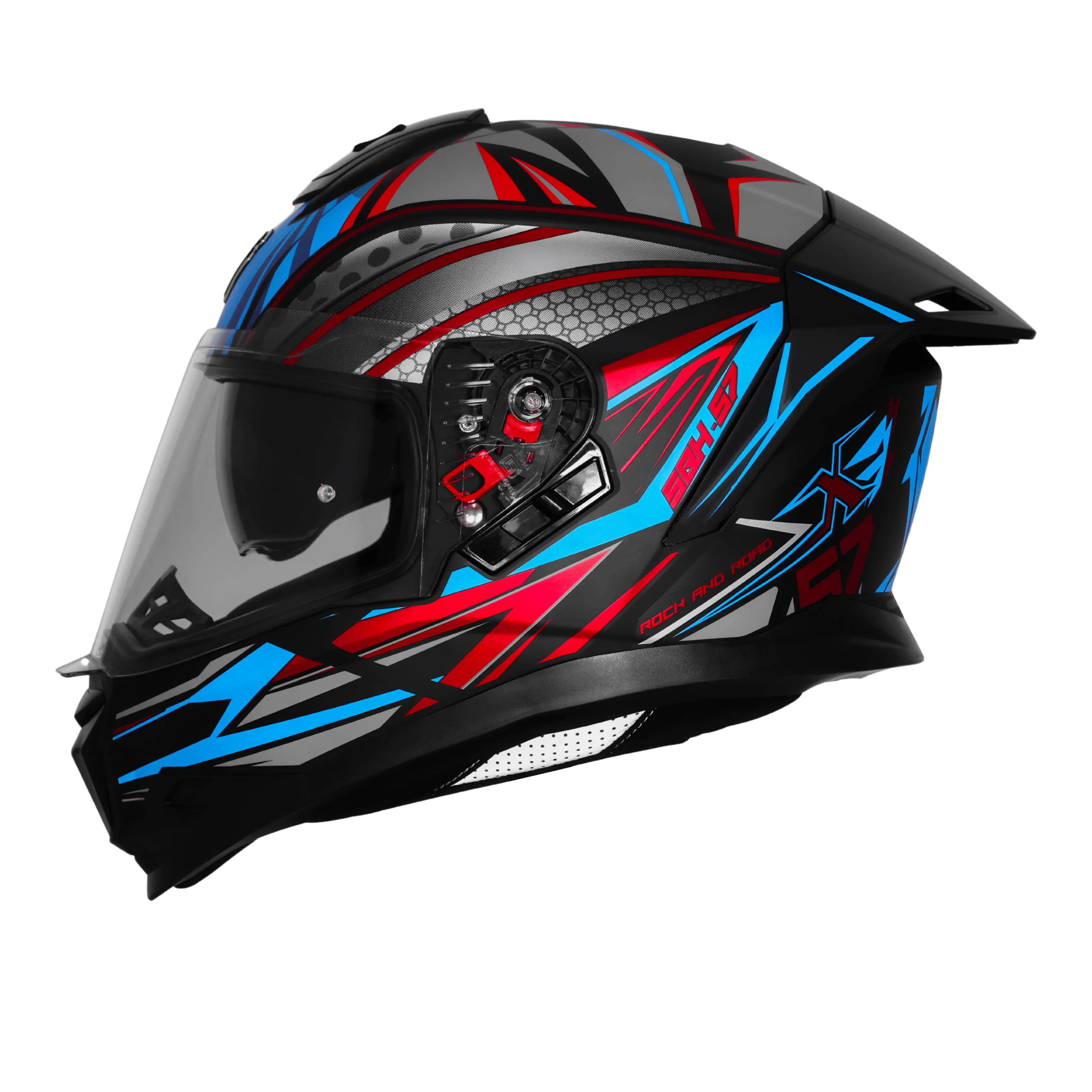 STEELBIRD SBH-57 ISS FIGHTER F12 MATT BLACK/JAZZ BLUE/RED FOIL C/V 600 MM WITH EXTRA CHROME VISOR STEELBIRD SBH-57 ISS FIGHTER F12 MATT BLACK/JAZZ BLUE/RED FOIL C/V 600 MM WITH EXTRA CHROME VISOR