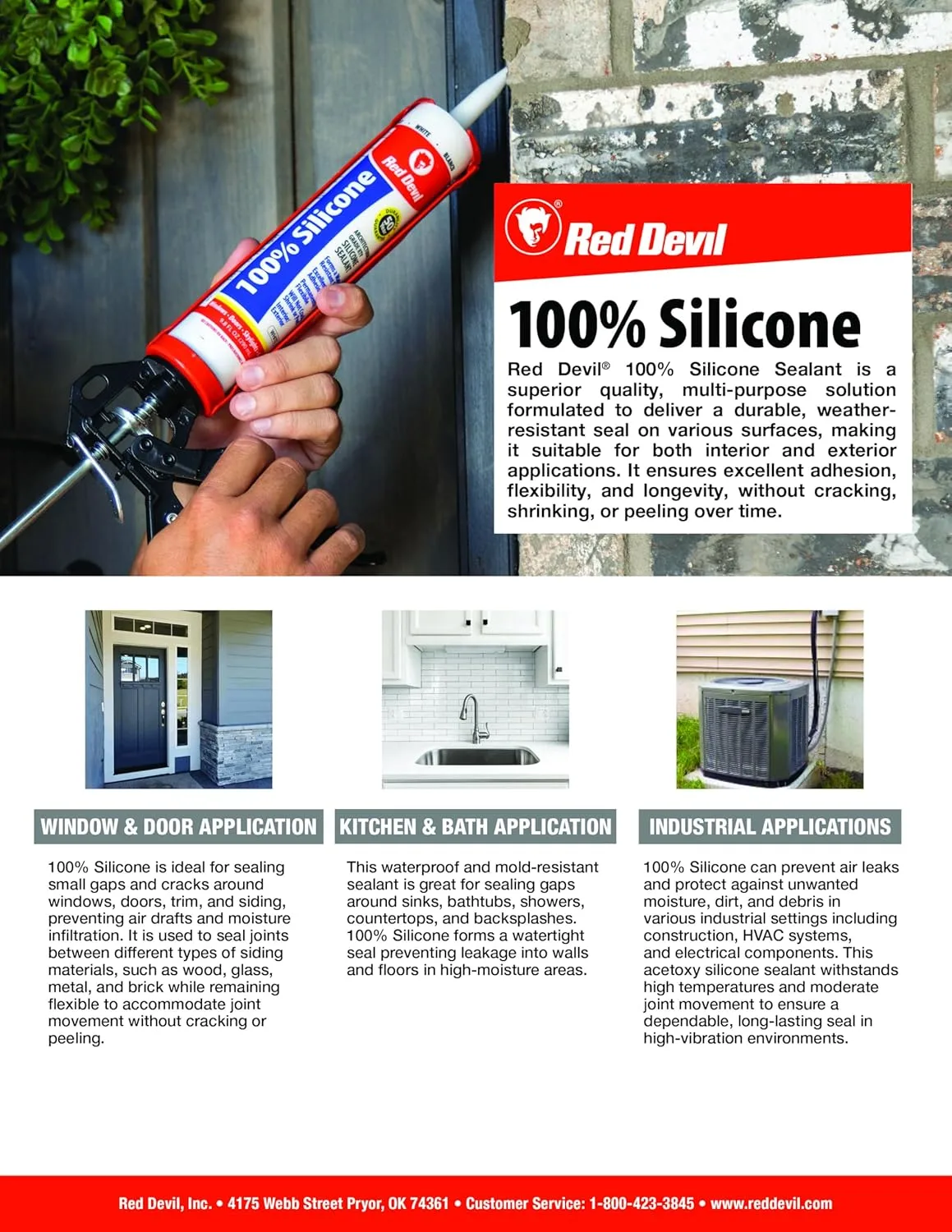 Red Devil 100% Silicone Sealant Architectural Grade, 2.8 oz Tube