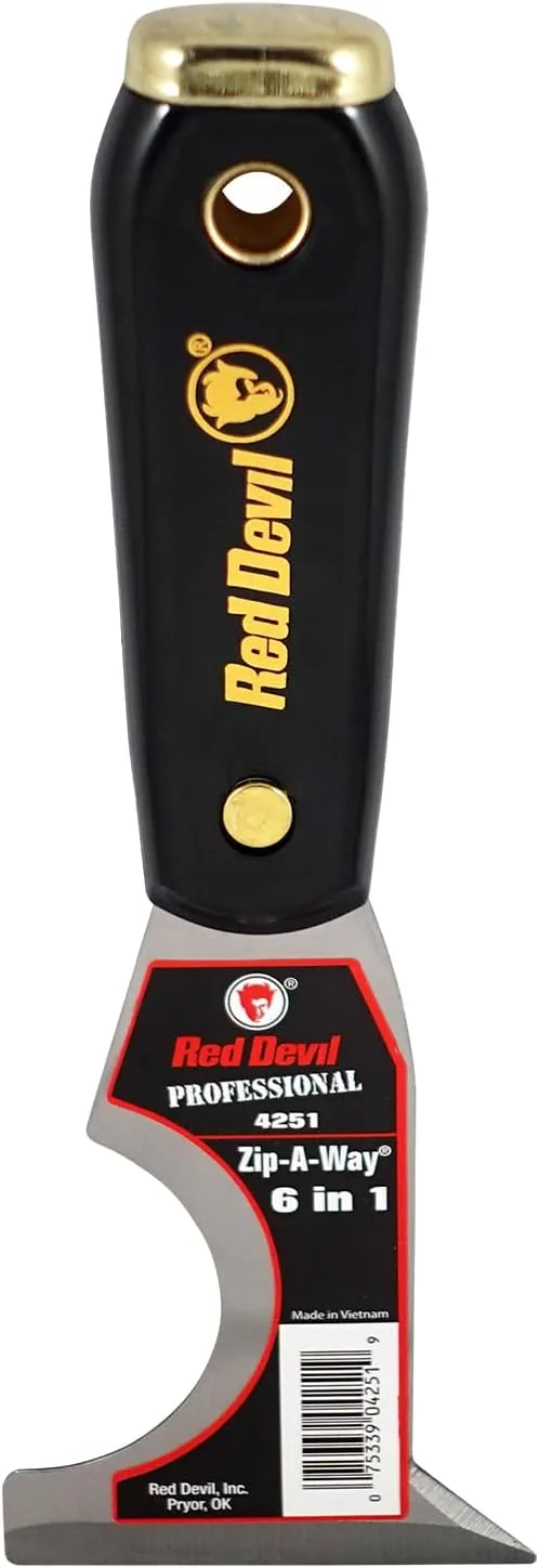 RED DEVIL 4251 6-in-1 Painters Tool: Scraper, Putty Knife, Roll Cleaner, Nail Setter, Gouger, Spreader