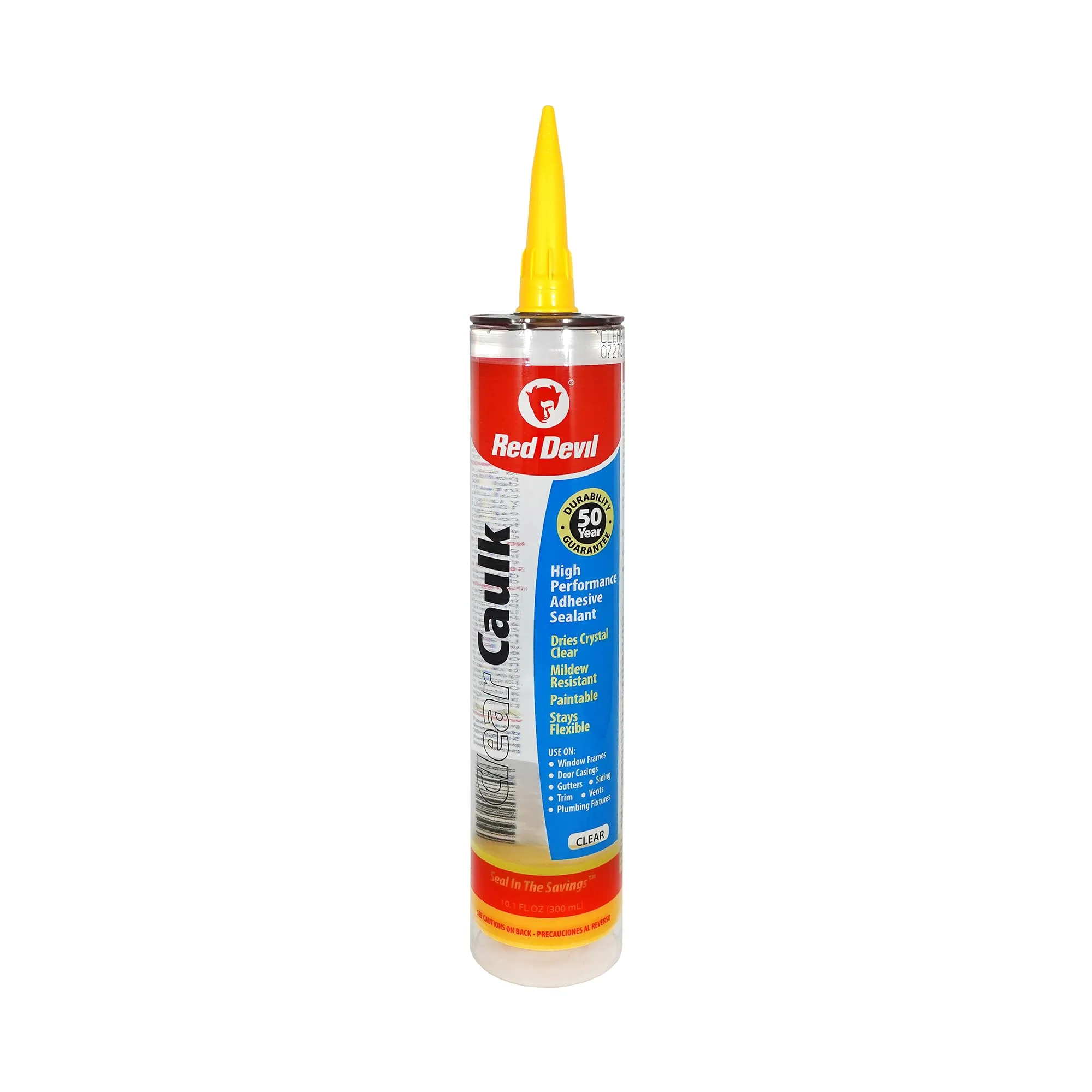 Red Devil 0870 Clear Caulk High Performance Adhesive Sealant, 10.1 Oz., Clear, 1 Pack