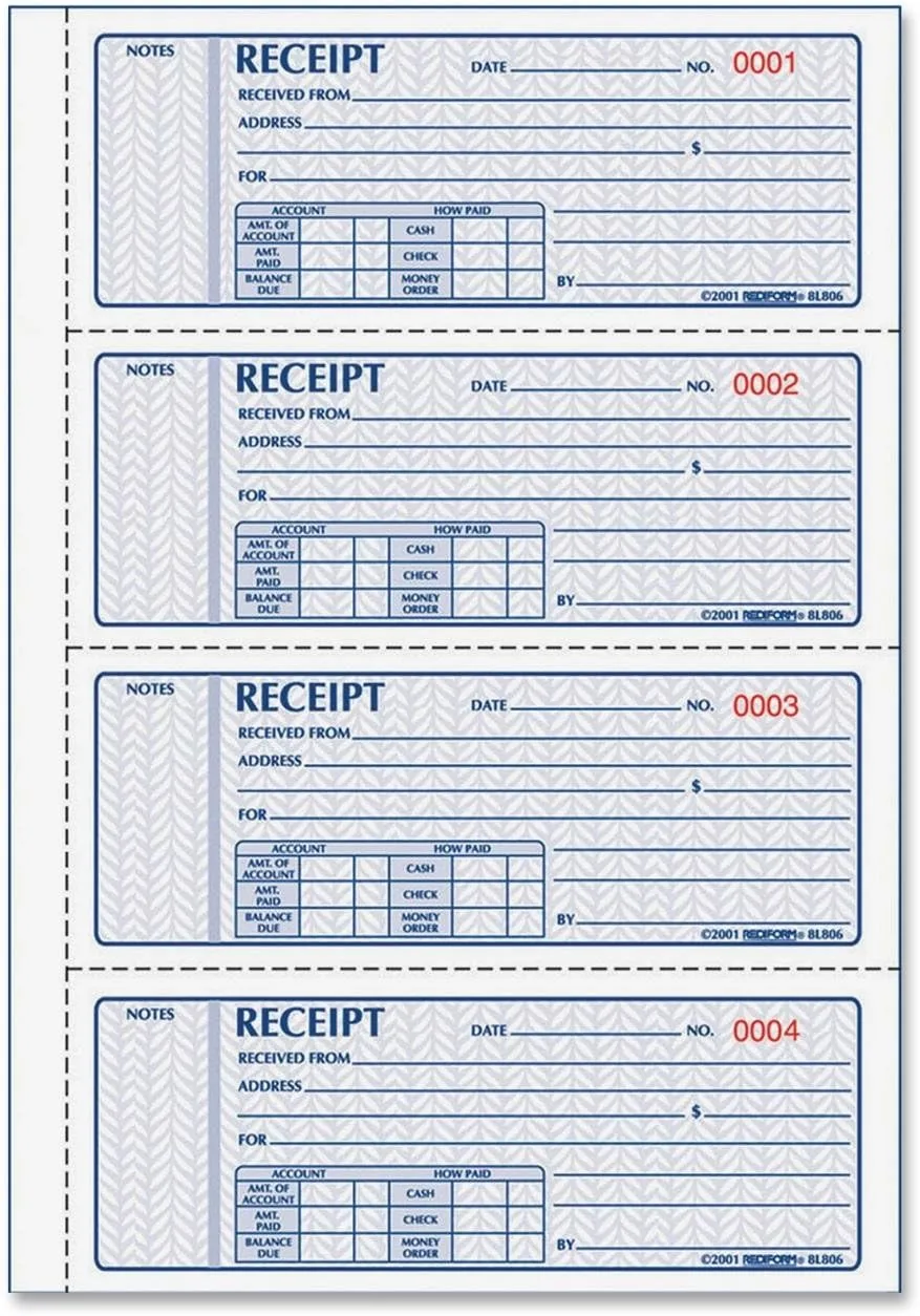 Rediform Money Receipt Book, 3-Part Carbonless, 100 Numbered Sets (8L808)