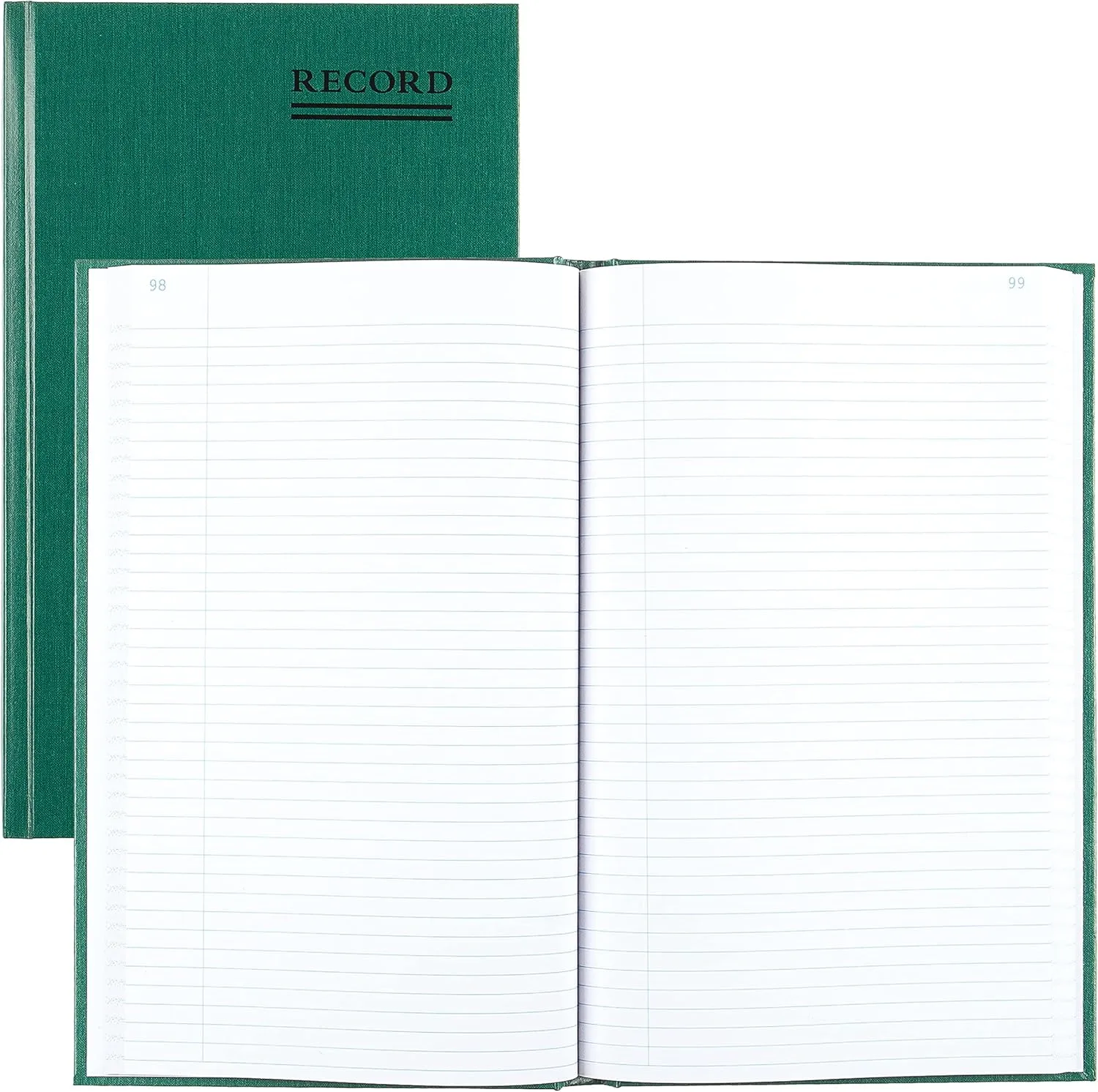 National Emerald Series Record Book, Canvas Hard Cover, Perfect Binding, 12.125" x 7.5", 500 Numbered Pages, Green (56151)