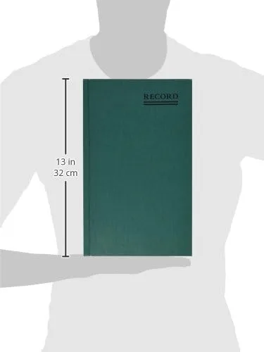 National Emerald Series Record Book, Canvas Hard Cover, Perfect Binding, 12.125" x 7.5", 500 Numbered Pages, Green (56151)
