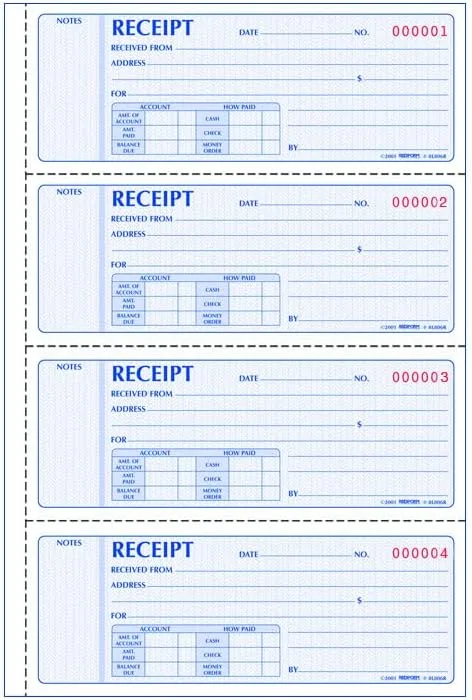 Rediform FormGuard Money Receipt Book, 3-Part Carbonless, 4x100 Receipts, 7 5/8 x 8 1/2 in (8L808R)