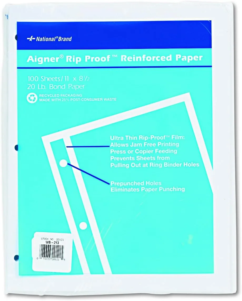 Rediform Reinforced Filler Paper, Letter, 100 Sheets, White