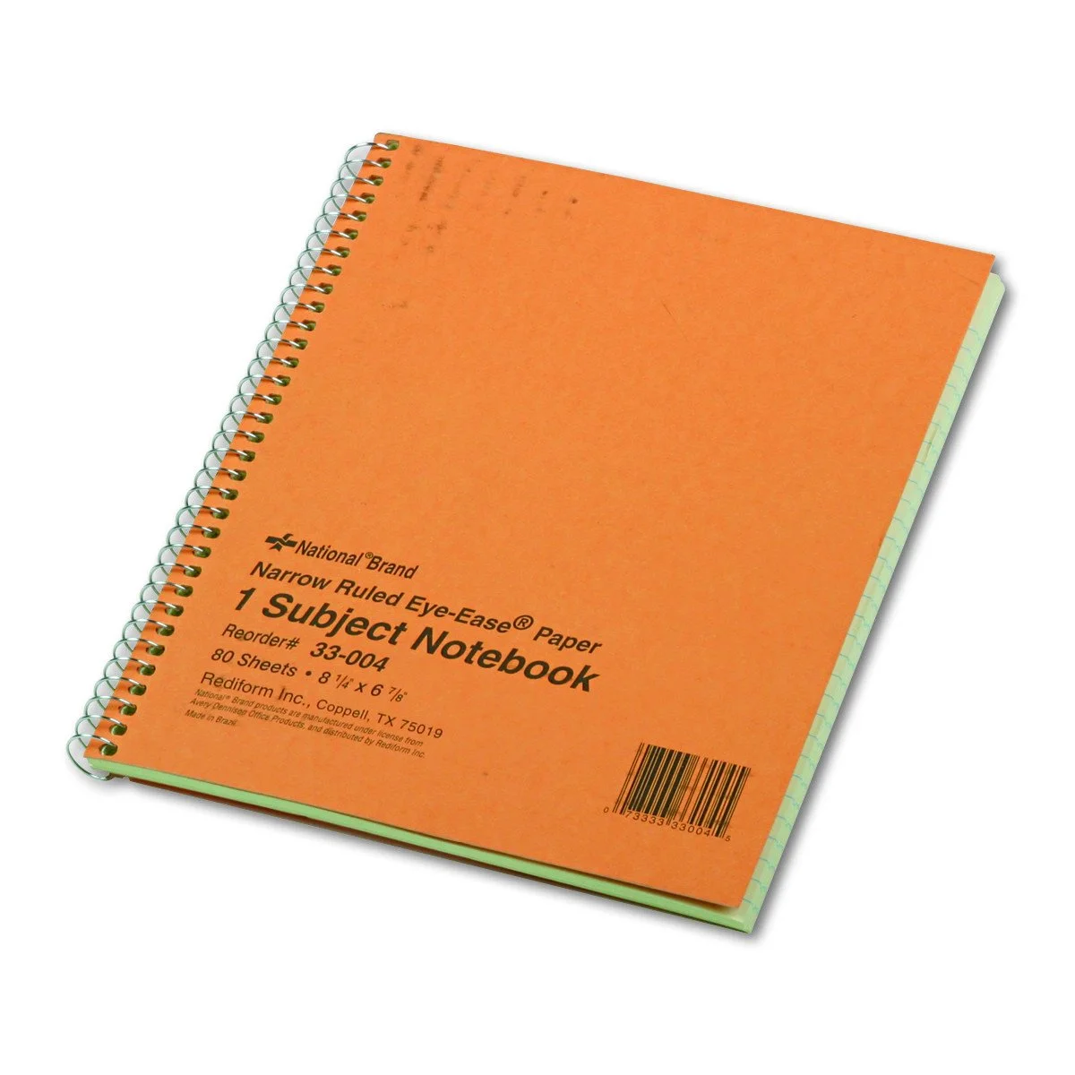 Rediform/National Single-Subject Wirebound Notebook, Narrow Rule, Brown Board Cover, 8.25 x 6.88, 80 Sheets