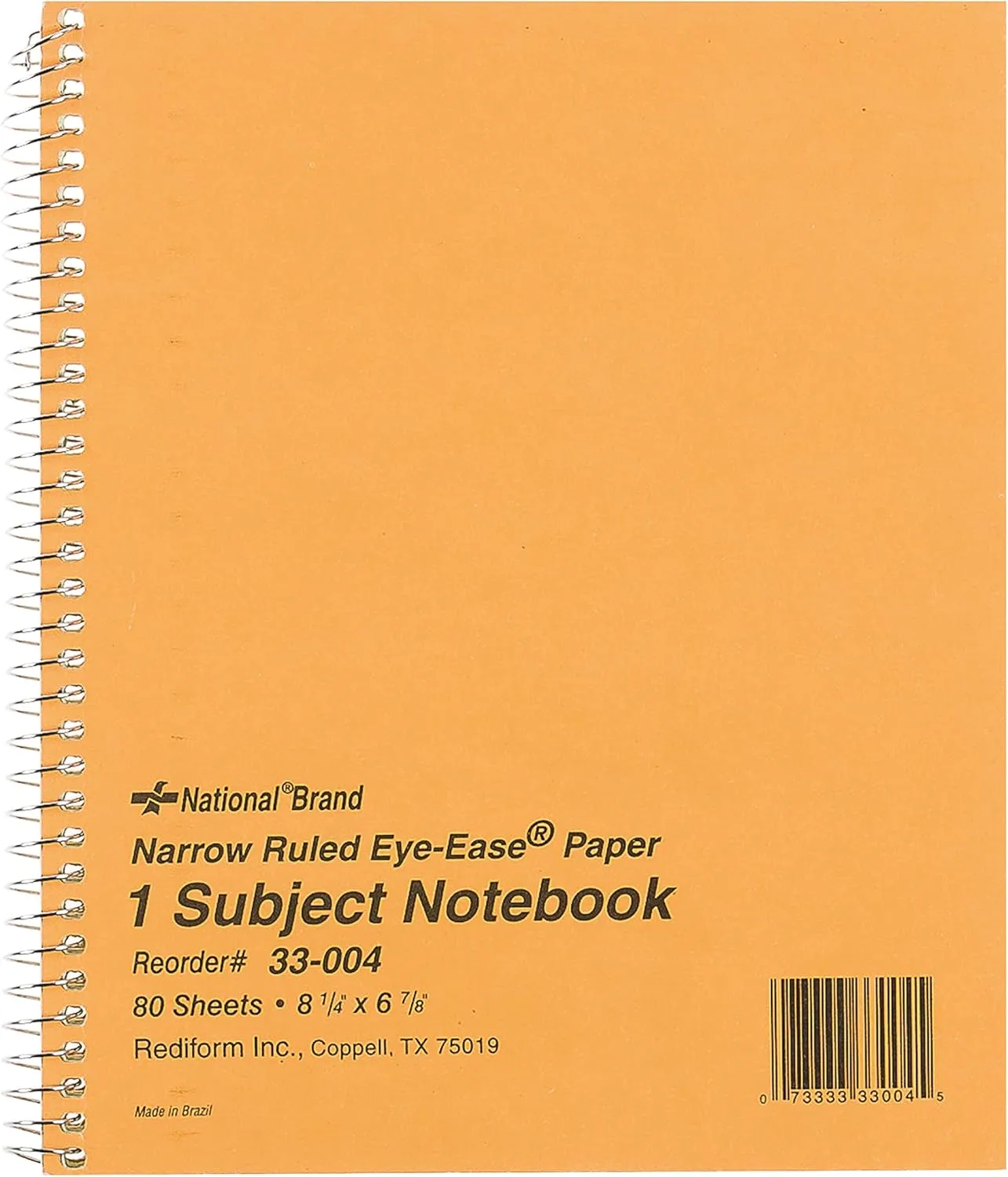 Rediform/National Single-Subject Wirebound Notebook, Narrow Rule, Brown Board Cover, 8.25 x 6.88, 80 Sheets