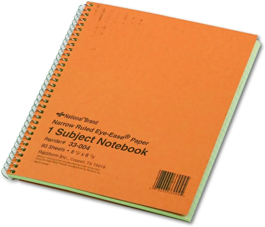 Rediform/National Single-Subject Wirebound Notebook, Narrow Rule, Brown Board Cover, 8.25 x 6.88, 80 Sheets