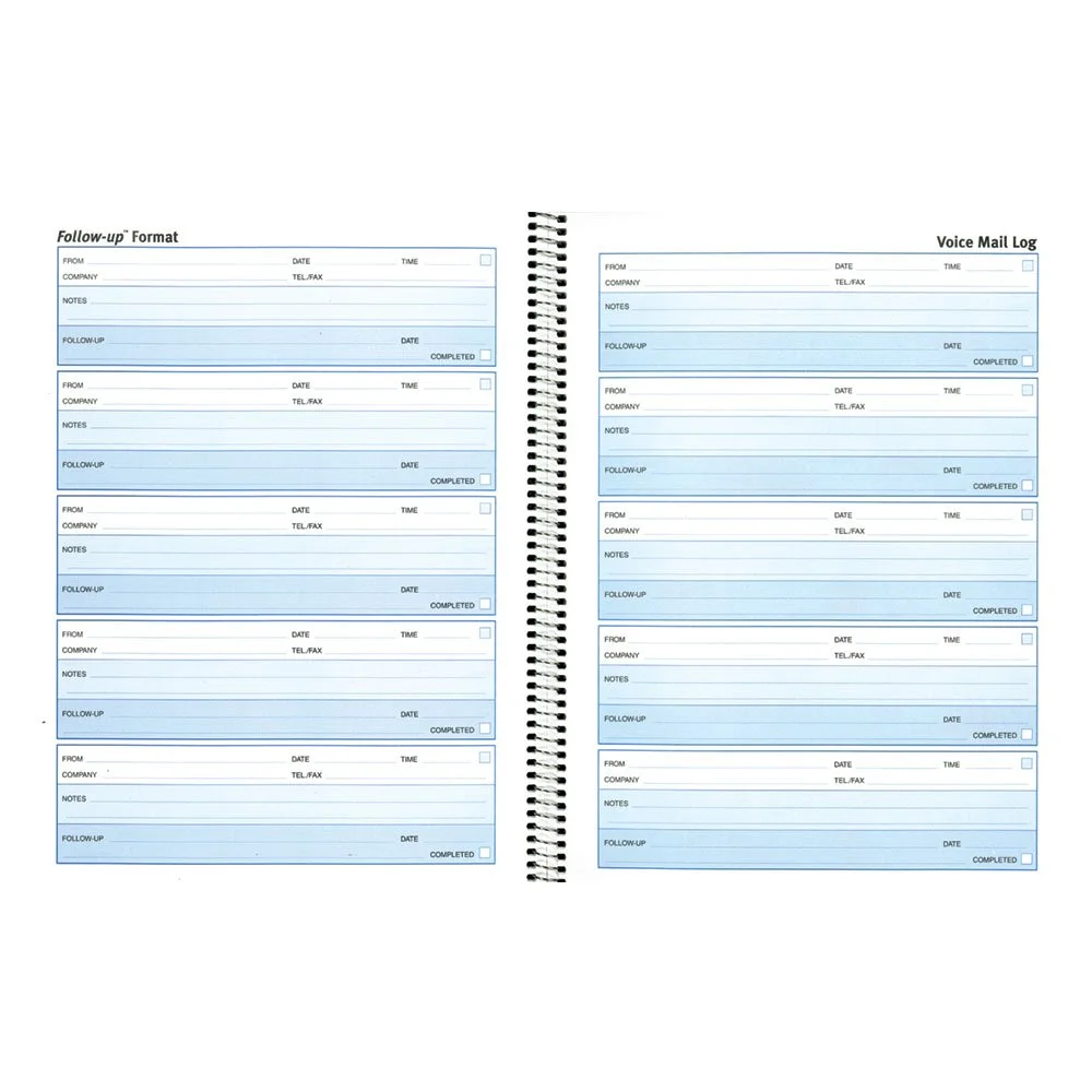 Rediform Follow-Up Voice Mail Log, Flexible Cover, Spiral Binding, 10.625" x 8", 500 Messages (51114)