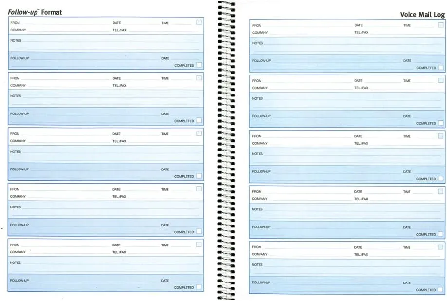 Rediform Follow-Up Voice Mail Log, Flexible Cover, Spiral Binding, 10.625" x 8", 500 Messages (51114)