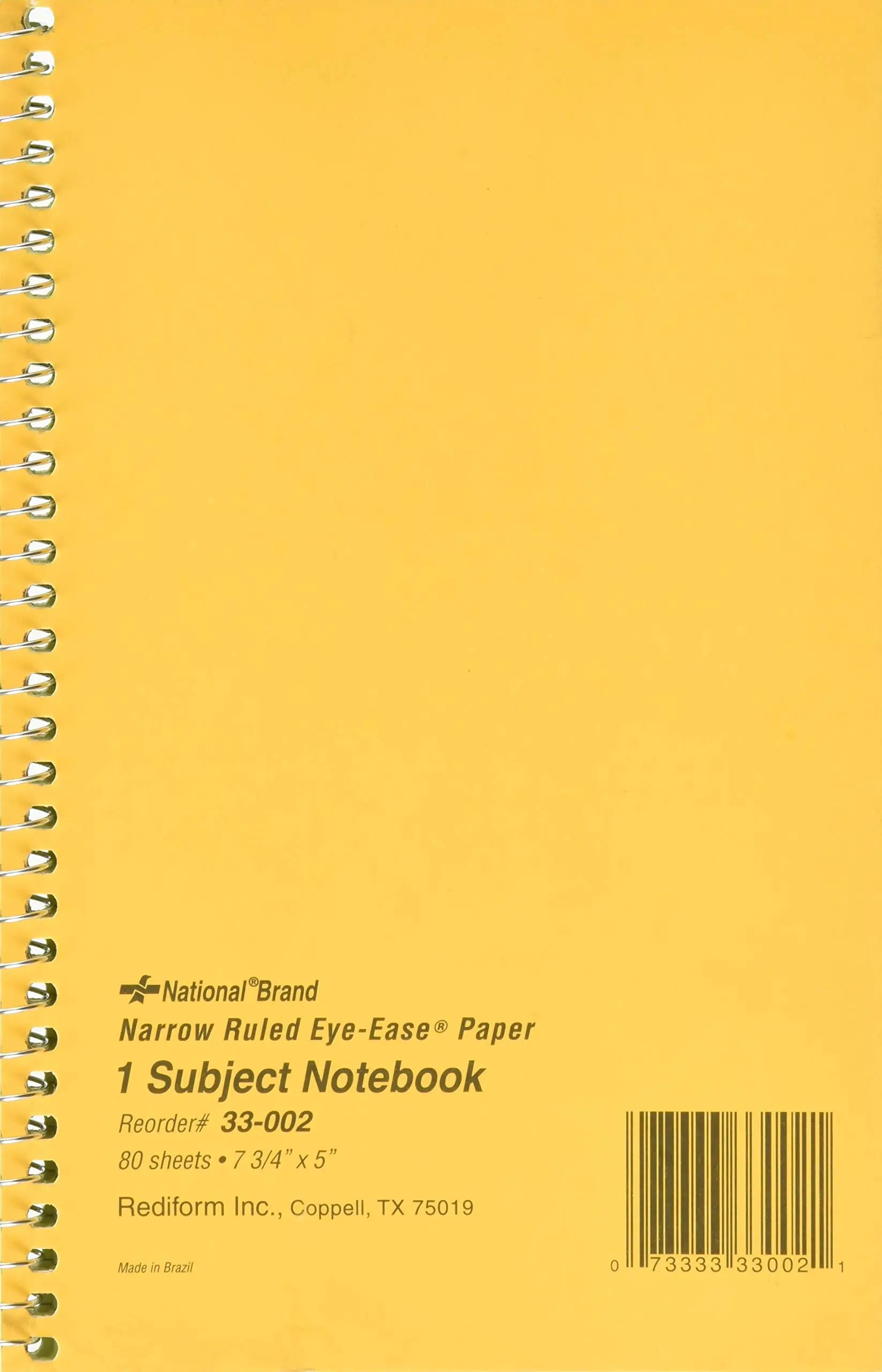 Rediform/National Single-Subject Wirebound Notebook, Narrow Rule, 7.75 x 5 in, 80 Sheets, Brown