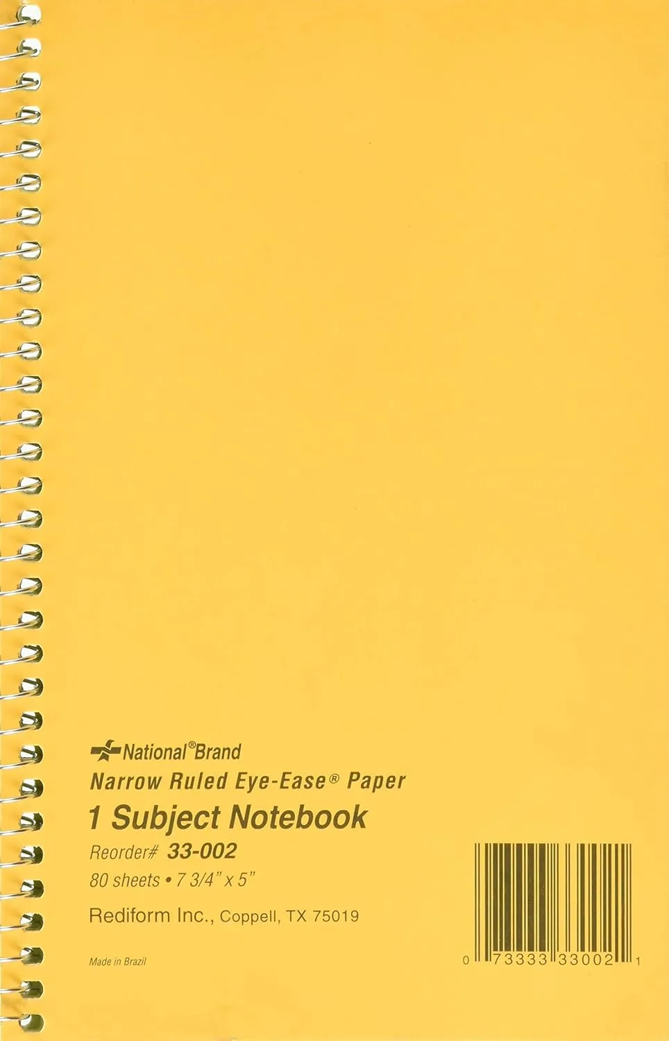 Rediform/National Single-Subject Wirebound Notebook, Narrow Rule, 7.75 x 5 in, 80 Sheets, Brown