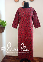 Ajrakh Hand Block Printed Mul Cotton Straight Kurti Top 