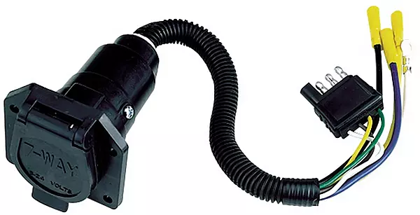 Reese Towpower 74184 Plastic 4-Way Flat to 7-Way Round Vehicle End Adapter , Black