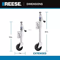 REESE Pro Series EJ10000101 Utility Trailer Jack, Side Mount, 1,000 lbs. Lift Capacity, Sidewind, Bolt-On, 10 Inch Travel