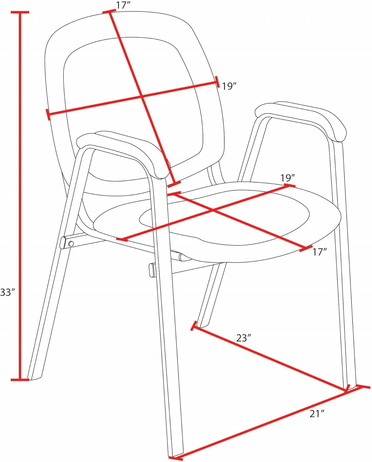 Regency Ace Vinyl Stacking Chair With Arms, Black