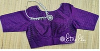 Saree Blouse.Dark Violet IKKAT Blouse with Silver Balls at Back and Piping,Back Open Pattern