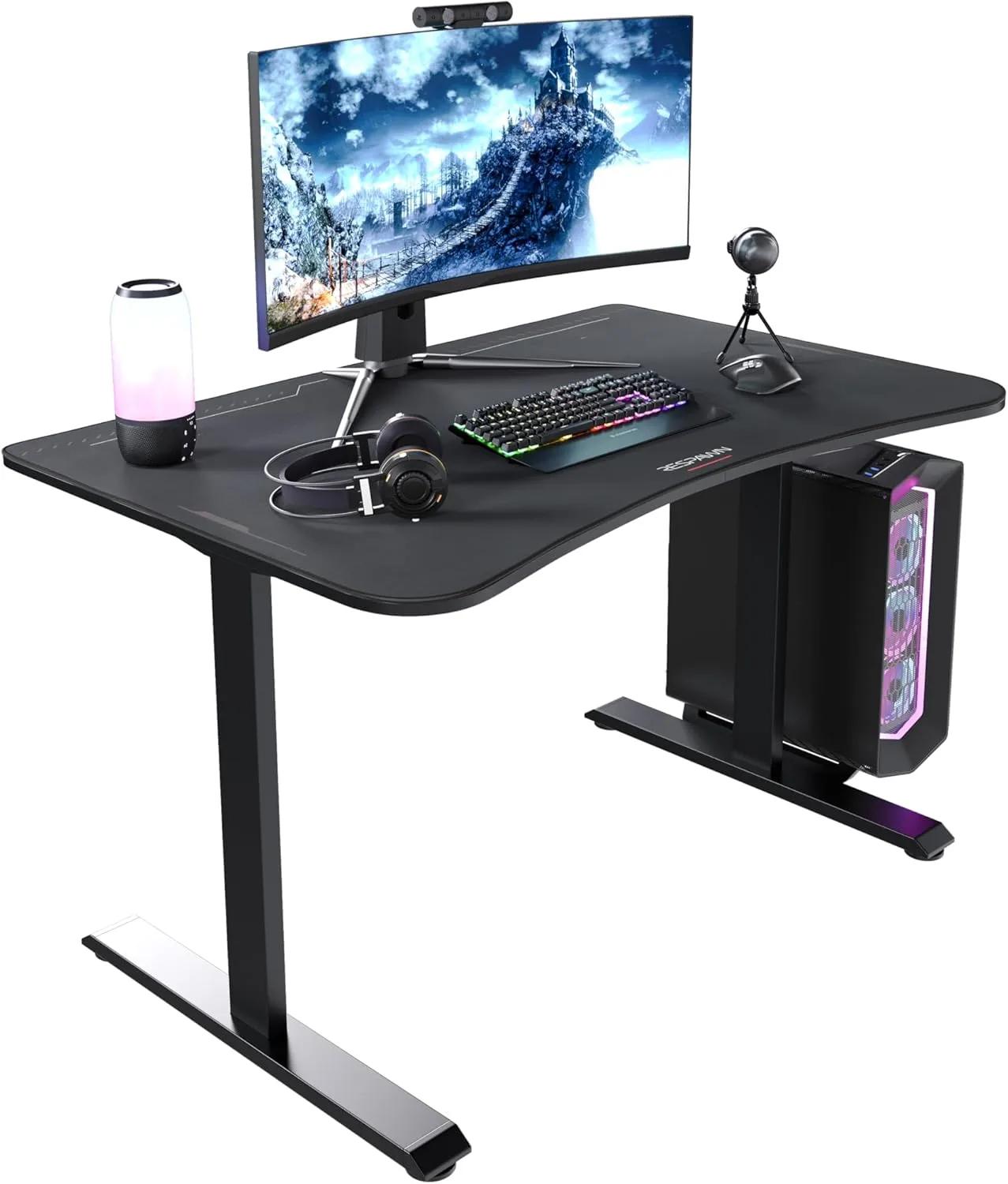 RESPAWN 1048 Gaming Desk - 48in Computer Desk With Mouse Pad, PC Workstation With Cable Management