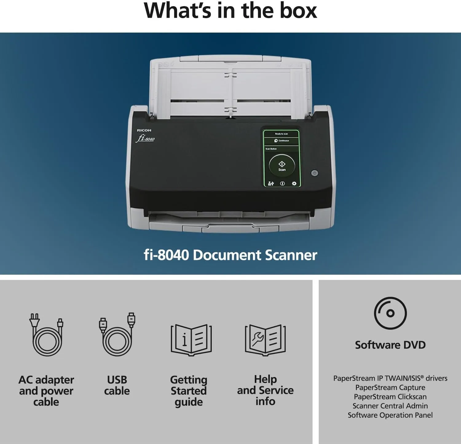 RICOH fi-8040 Document, Receipt & ID Card Scanner