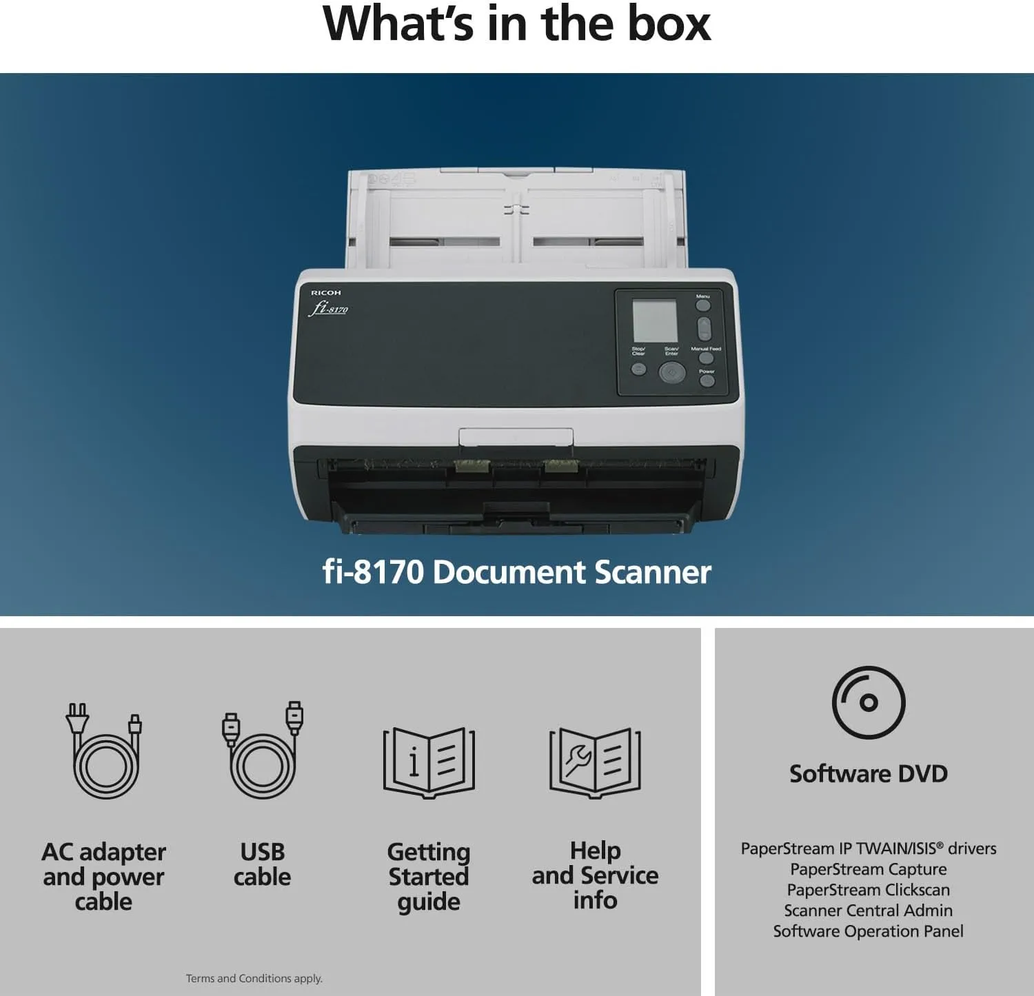 RICOH fi-8170 Professional High Speed Color Duplex Document Scanner - Network Enabled