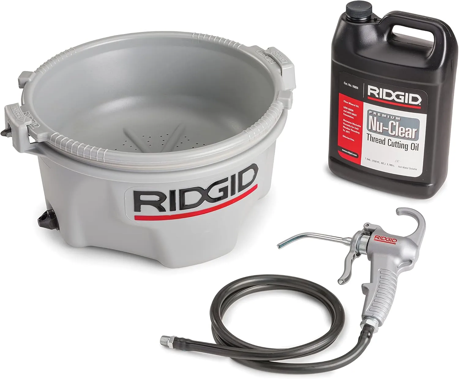 RIDGID 10883 Model 418 Oiler with Premium Thread Cutting Oil + Mophorn 460-6 Tripod Pipe Chain Vise Oiler + Pipe Chain Vise