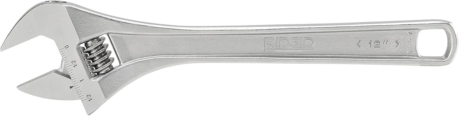Ridgid 86917 762 Adjustable Wrench, 12-inch Adjustable Wrench for Metric and SAE, Silver, Small