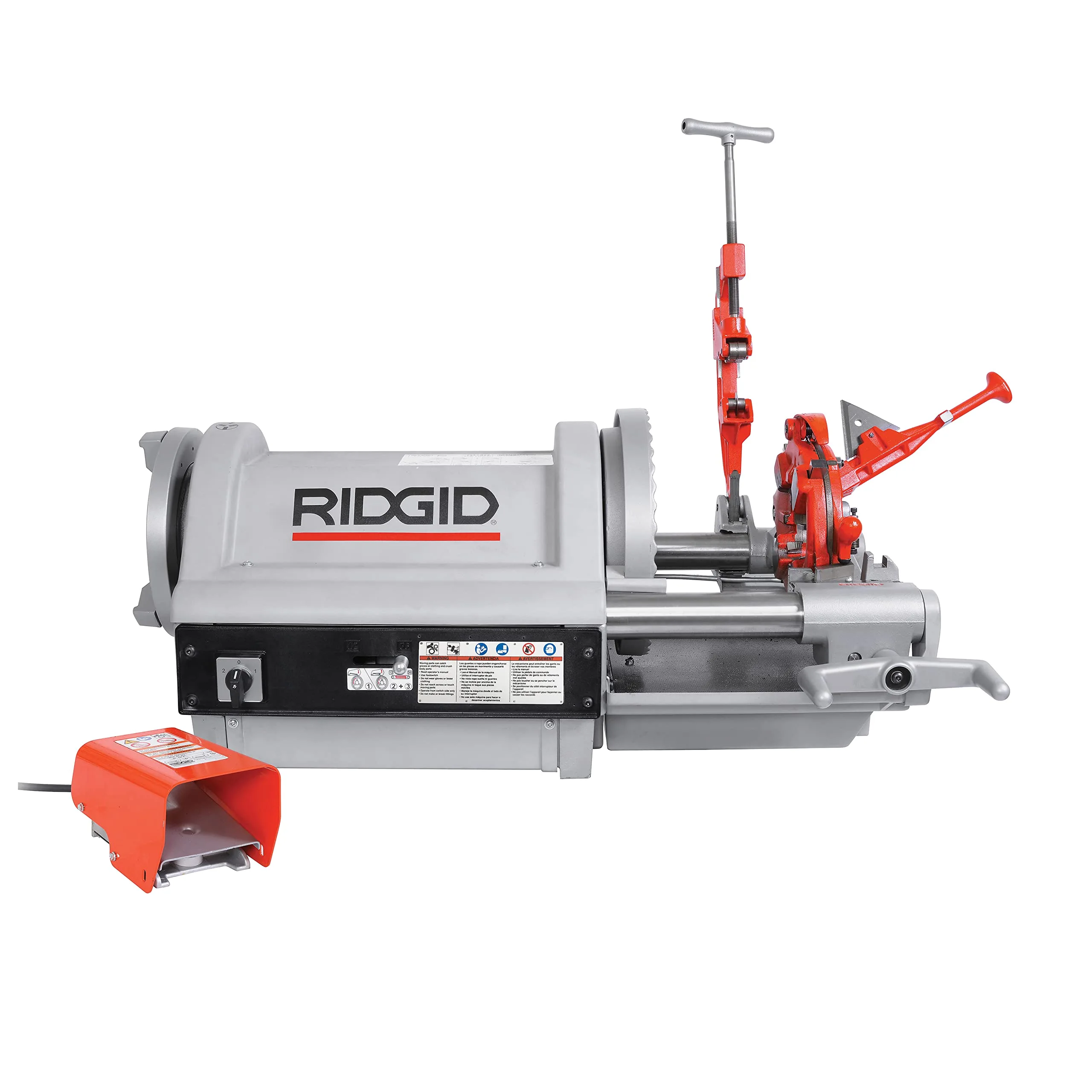 RIDGID 26092 1224 Threading Machine 120V with Hammer Chuck, 1/4"–4" Capacity, Silver/Red
