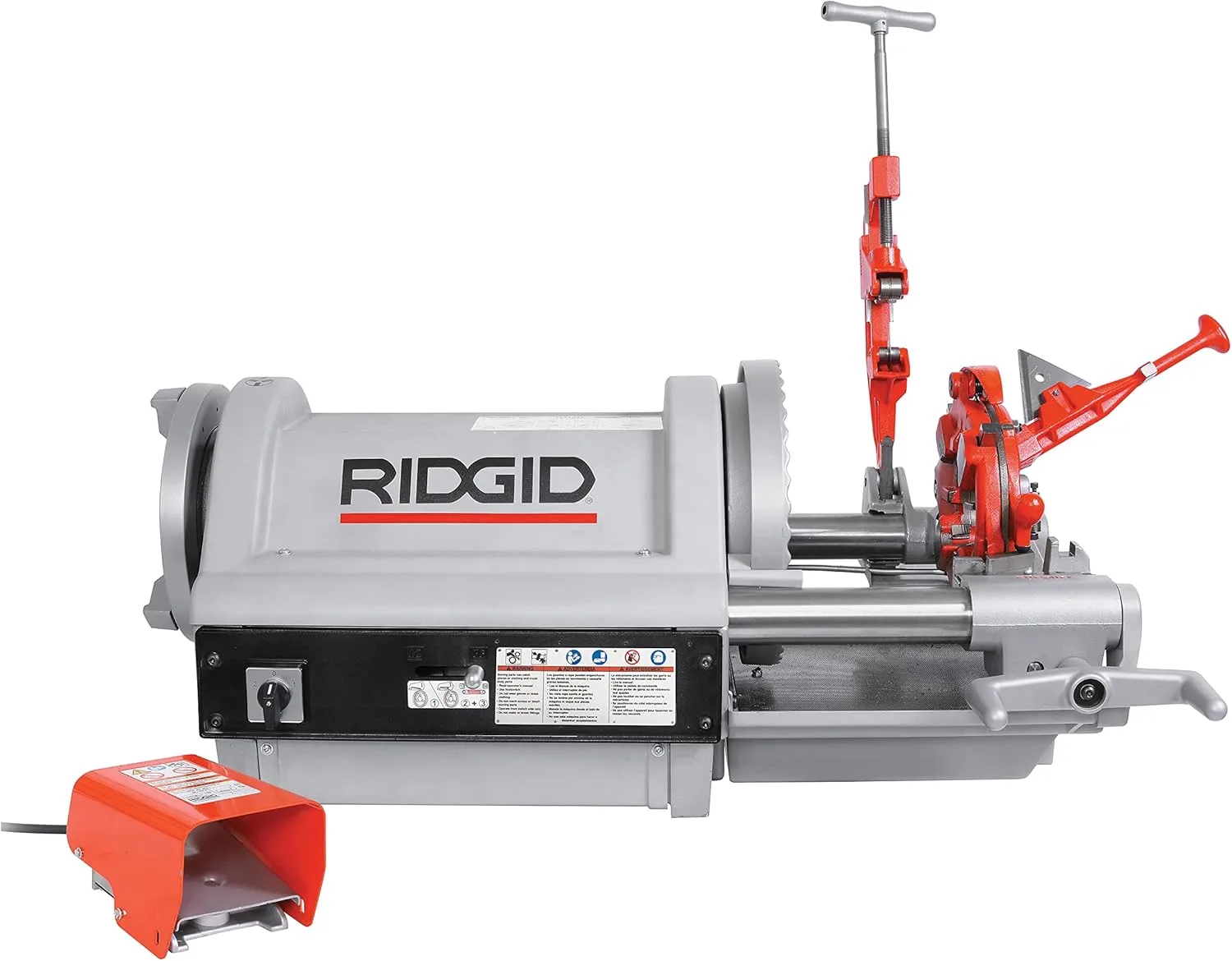 RIDGID 26092 1224 Threading Machine 120V with Hammer Chuck, 1/4"–4" Capacity, Silver/Red