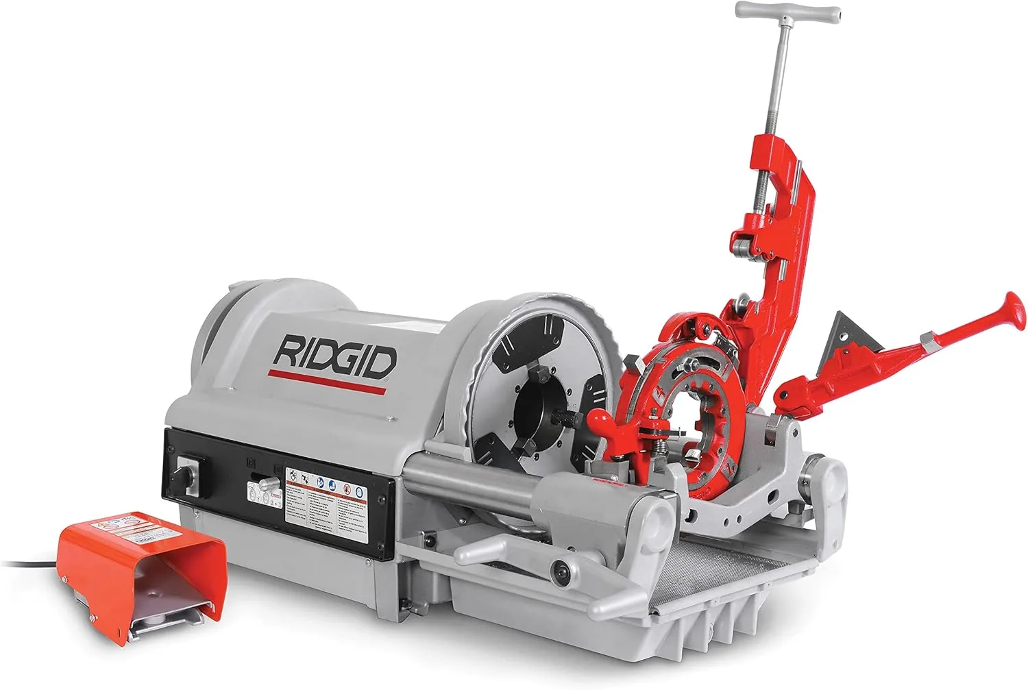 RIDGID 26092 1224 Threading Machine 120V with Hammer Chuck, 1/4"–4" Capacity, Silver/Red