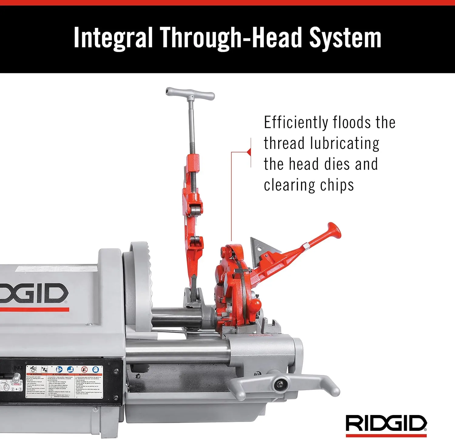 RIDGID 26092 1224 Threading Machine 120V with Hammer Chuck, 1/4"–4" Capacity, Silver/Red