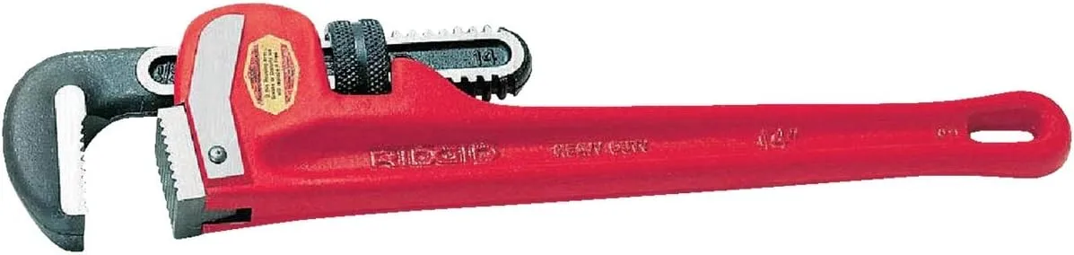 RIDGID 14" Straight Pipe Wrench, Cast Iron, 2" Capacity