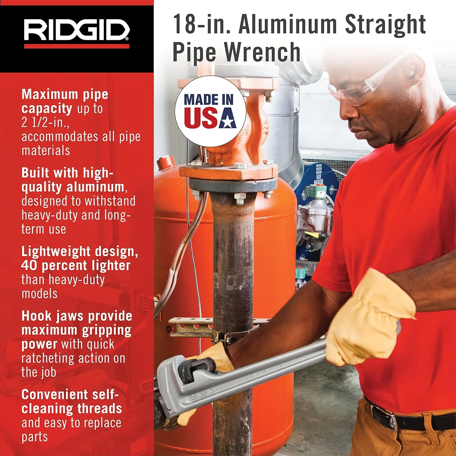 RIDGID 31105 24-inch Aluminum Straight Pipe Wrench