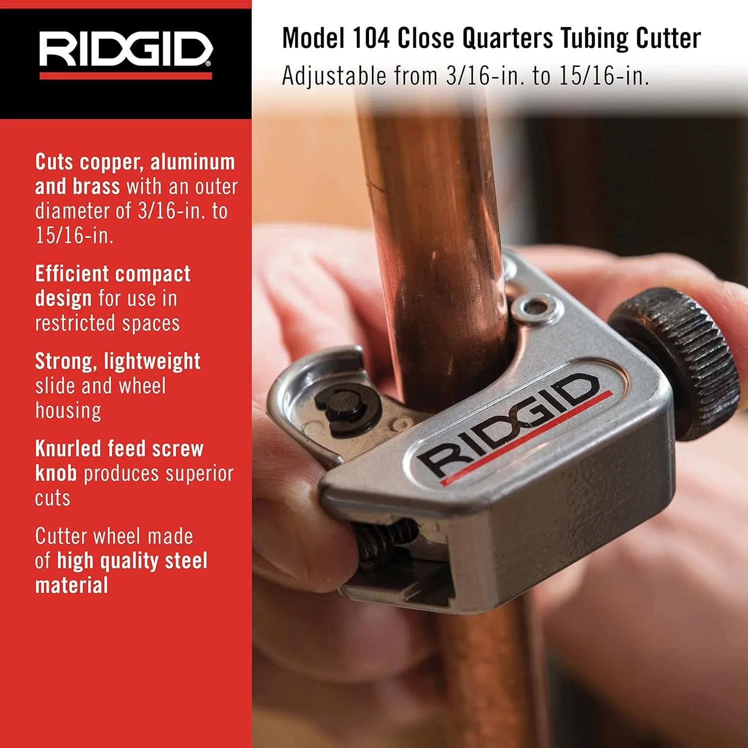 RIDGID 29963 Model 35S 1/4" to 1-3/8" Stainless Steel Tubing Cutter with X-CEL Knob, Silver Small Cutter+ Tube Cutter