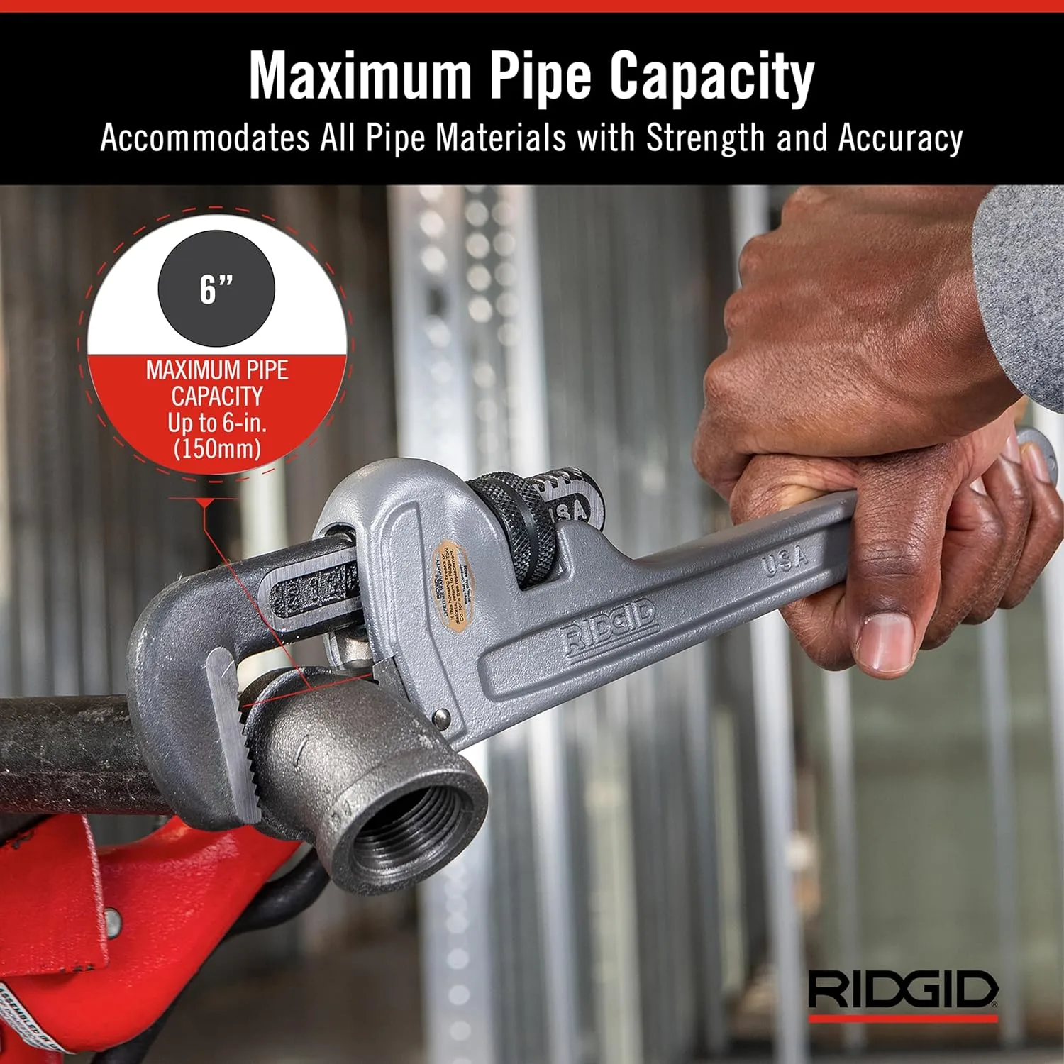 RIDGID 31115 Model 848 Aluminum Straight Pipe Wrench, 48-inch Plumbing Wrench